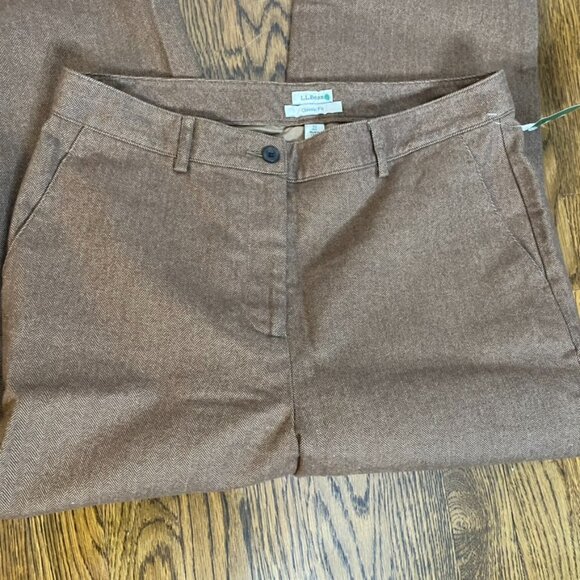 L.L. Bean Classic Fit Weekend Pant Herringbone brown lined 10 reg NWT - Picture 4 of 9